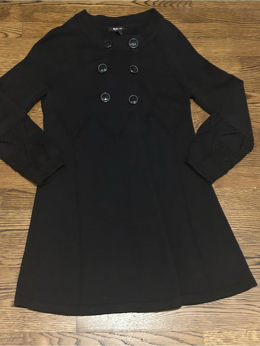 Women's Black double Button-Front Knit Sweater cardigan peplum classic